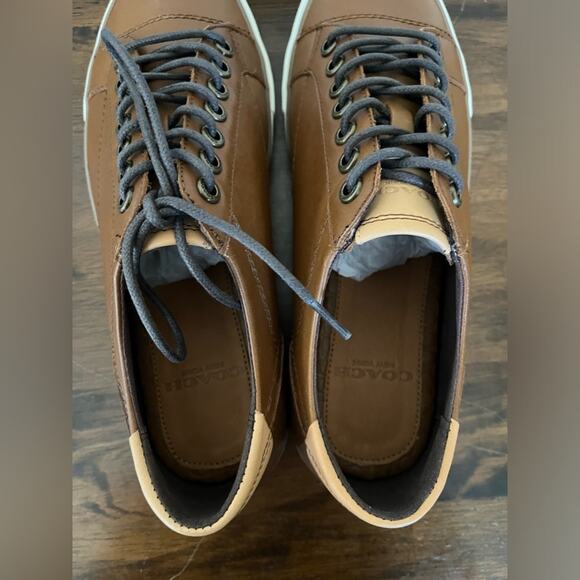 New Men's Coach leather sneaker Perkins Soft Port saddle brown size 8.5 - Picture 8 of 12